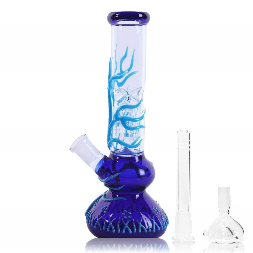 10'' Water Pipe Bong Perc Bong Smoking Hookah Heavy Glass Bongs w/ ICE catcher