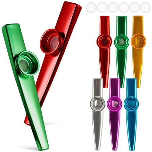 Kazoos Musical Instruments for Easter Basket Stuffers, 6 PCS Metal Medium