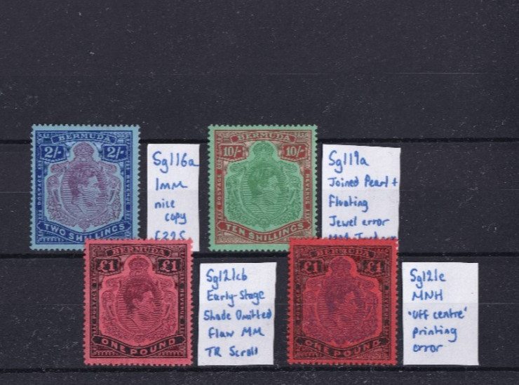 Bermuda Sg116a-121e KGVI Mint Values With Unlisted/Early Errors / High Cat!