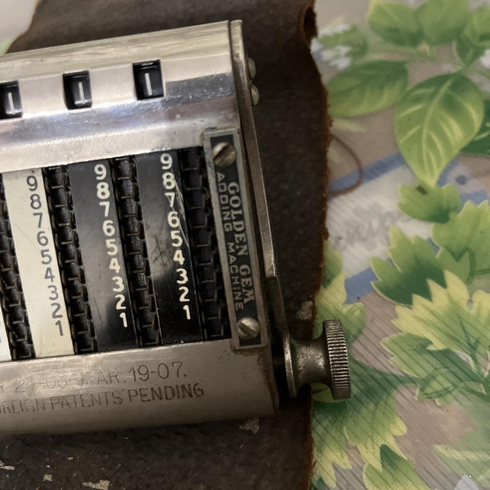 Antique GOLDEN GEM 4 ¾” Automatic Adding Machine NY Pocket Size c. 1907: Working