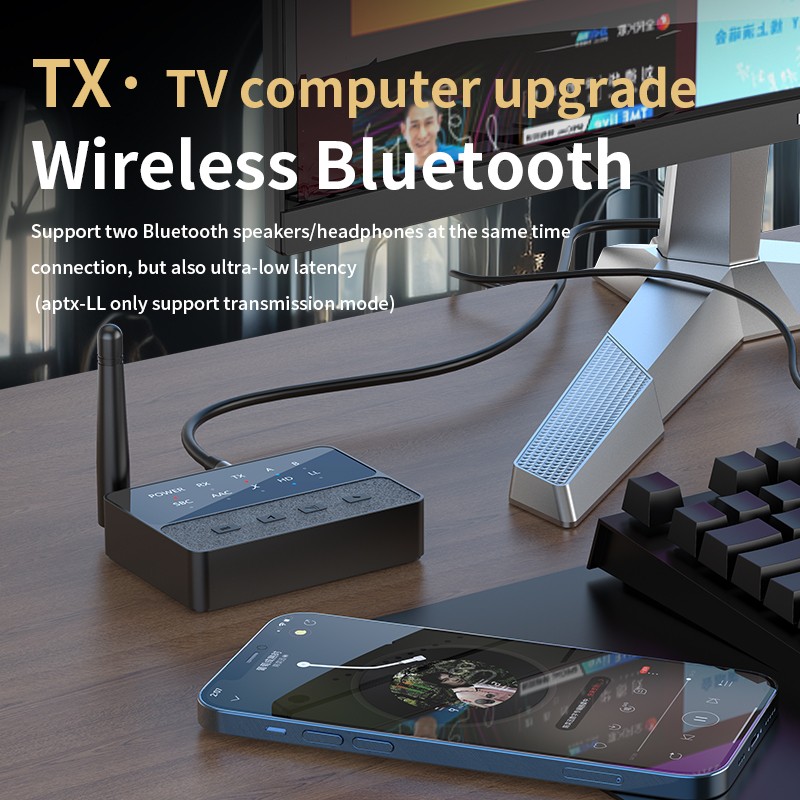 Reception Transmitter 2 in 1 Bluetooth-Compatible V5.3 Audio Adapter AptX/HD/LL