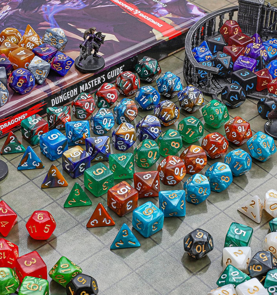 DND Dice Sets - 26 X 7 Polyhedral Dice (182Pcs) with a Large Drawstring Bag Grea
