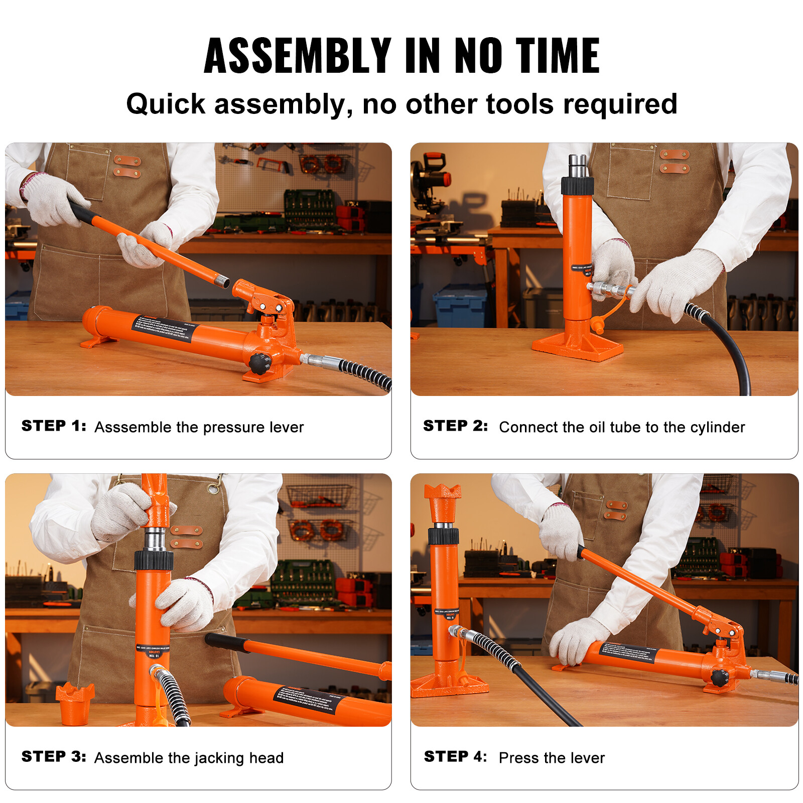 VEVOR 20 Ton Hydraulic Porta Power Jack Air Pump Lift Ram Body Frame Repair Kits