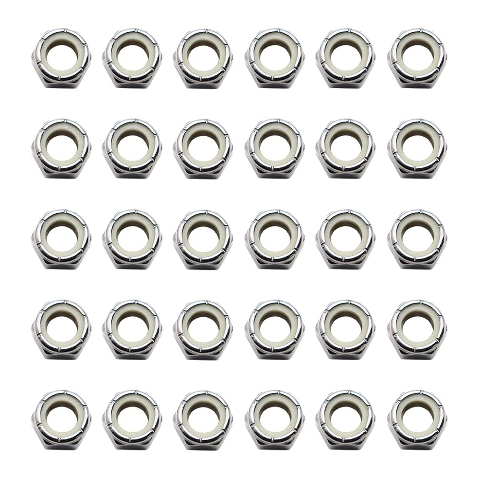 5/16"-18 Nylon Insert Hex Lock Nuts 30 Pack 304 (30 pcs), Silver