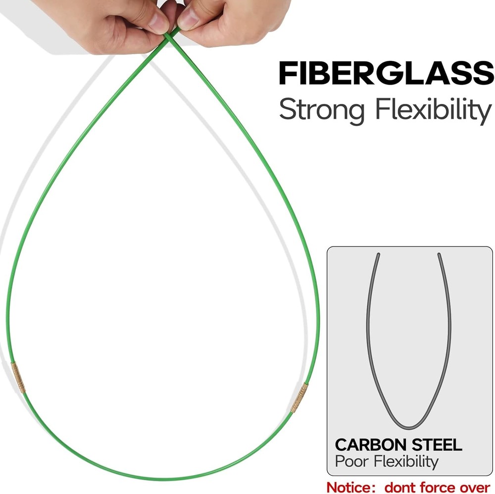 22FT Fiberglass Running Electrical Wire Cable Glow Rods Wire Pulling, Fish Rods