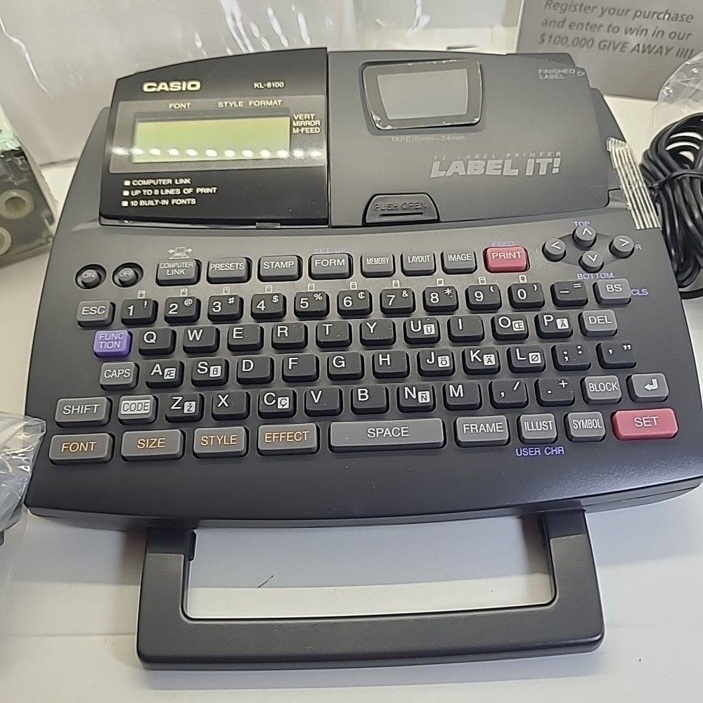 Vintage Casio Label It! KL-8100PLUS Printer Sharp Wizard OZ-630 Organizer Bundle