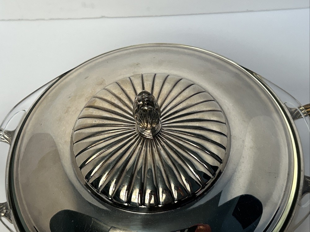 Raimond MCM Silverplate Covered Casserole W/Pyrex Glass Insert A-AA Vintage 60s