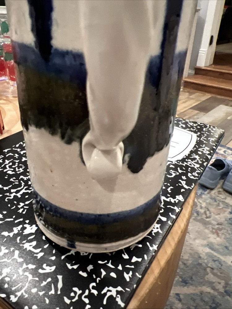 Pitcher Drip Glaze High Gloss Signed Handmade Stoneware Pottery 10.25”multi-colo