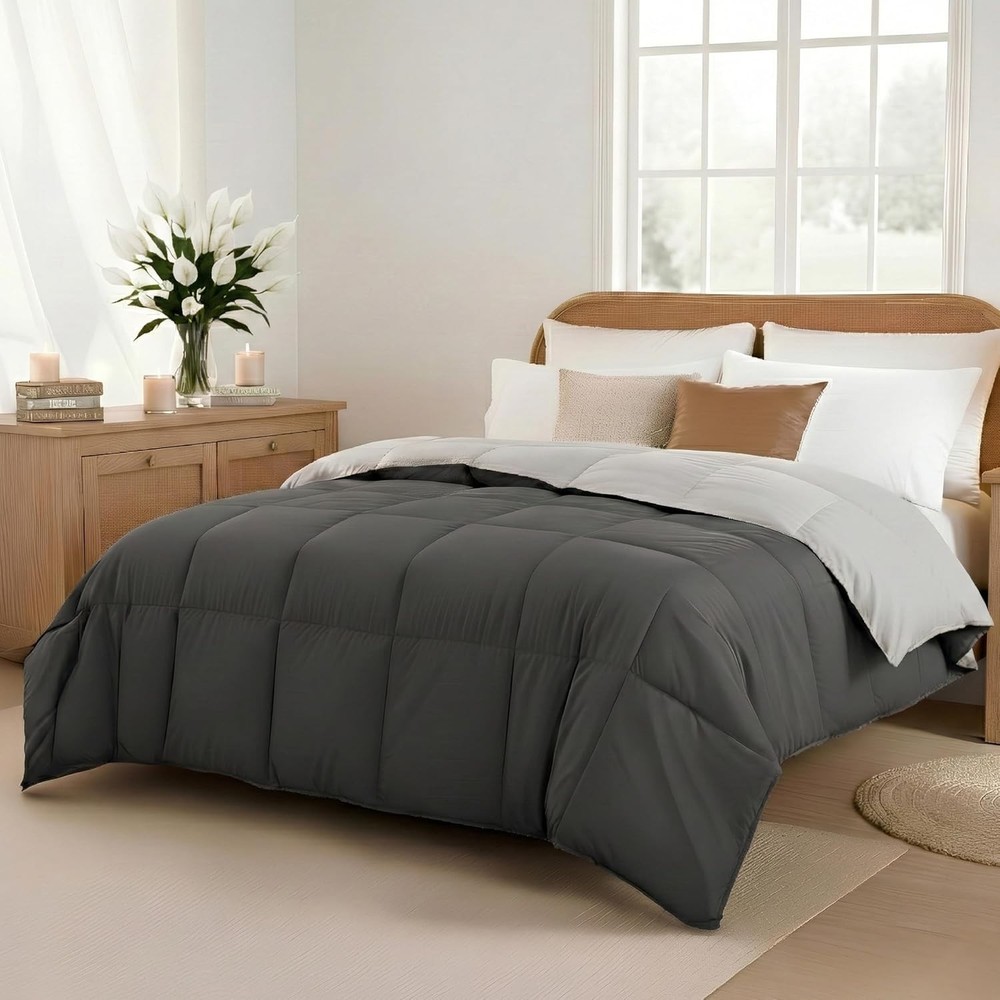 Down Alternative Reversible Comforter Dark Gray/Gray Twin