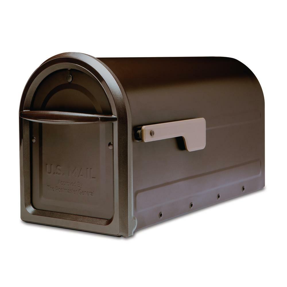 Architectural Mailboxes Post Mount Mailbox Large Galvanized Steel Champagne Flag