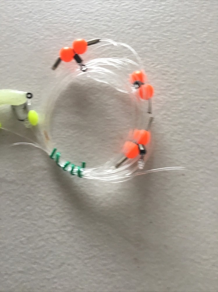 Sea fishing ready made 3hook Flapper Cod Pollock Mackerel Rig 2/0 Hooks Luminous