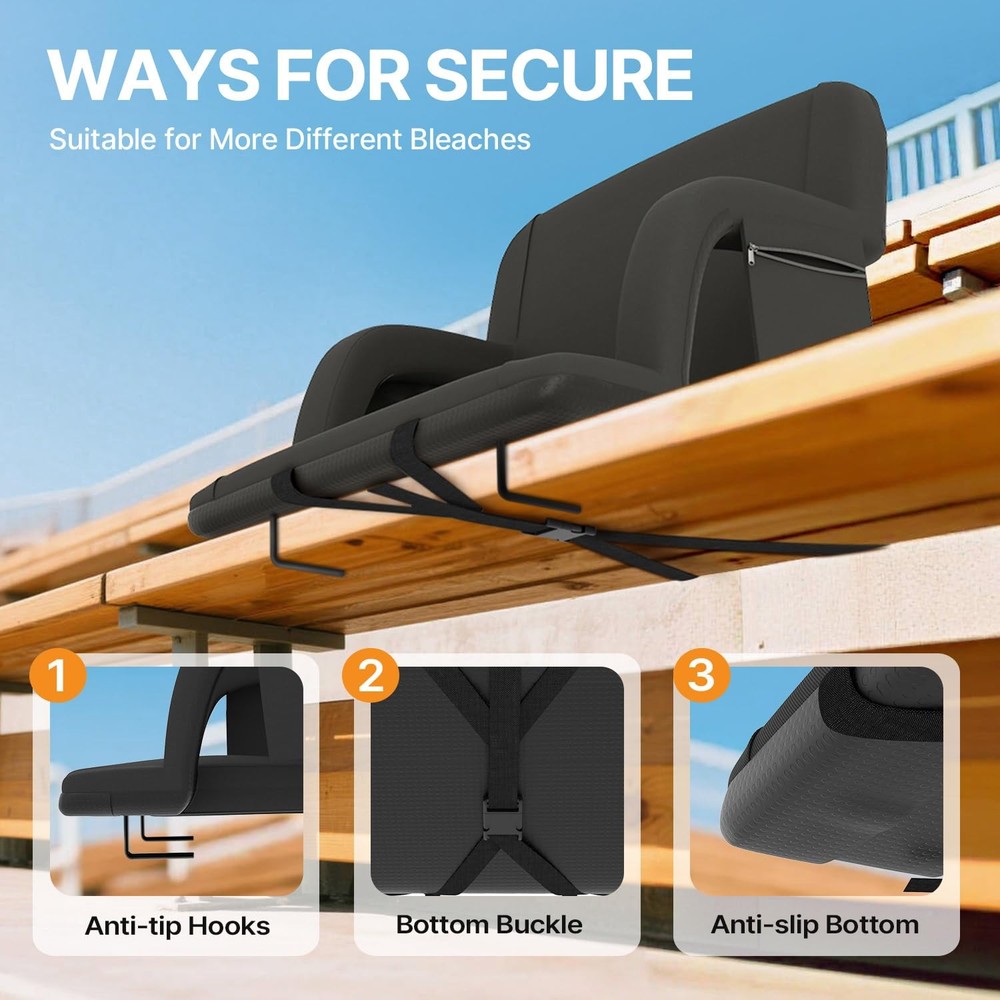 23" Stadium Seats for Bleachers with Back Support, Half-fold Portable Bleache...