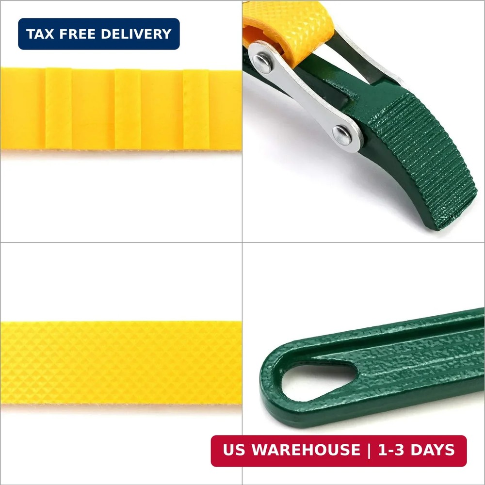 QWORK 9" Belt Strap Wrench, Multi-Purpose Adjustable Strap Oil Filter Strap Open