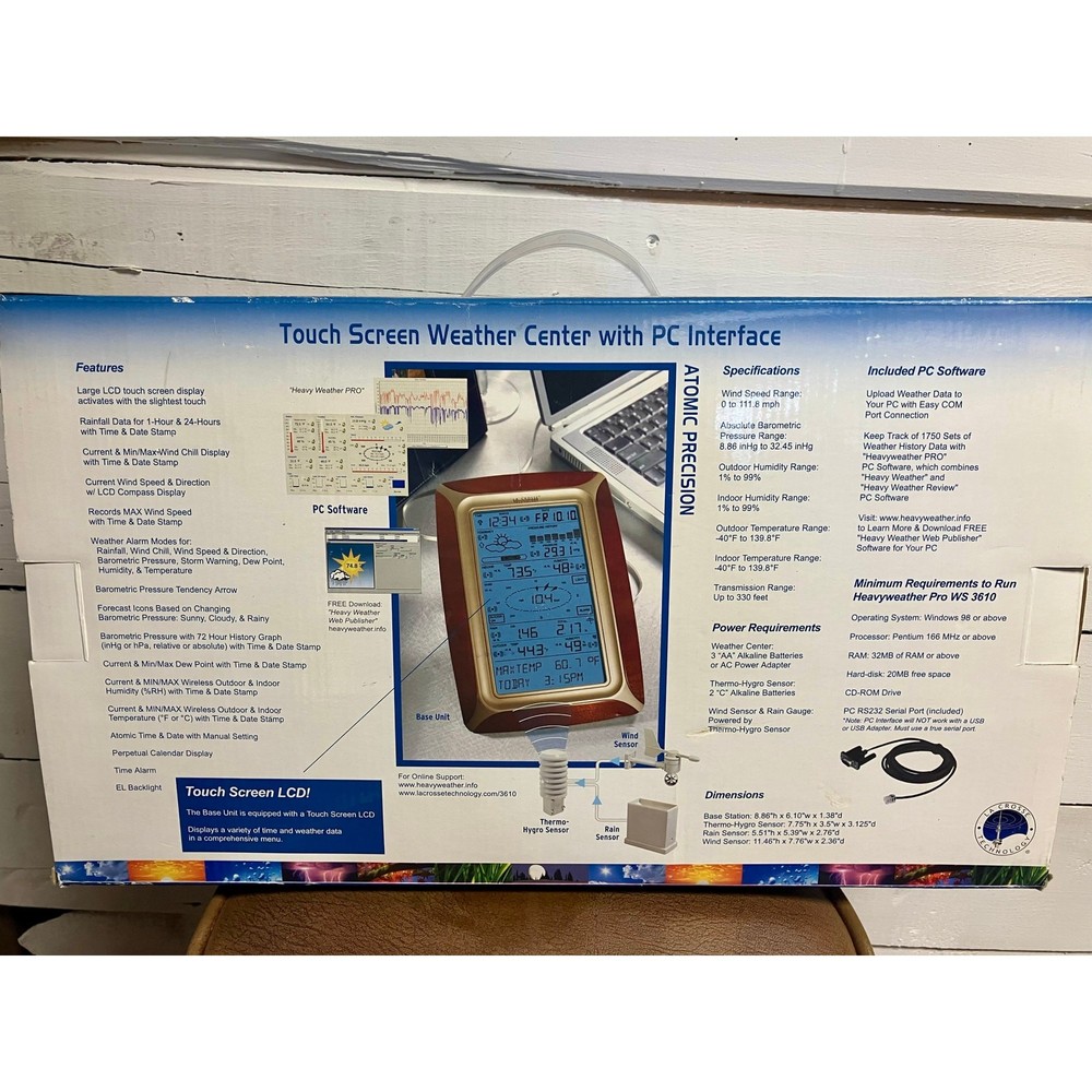 La Cross Technology Touch Screen Weather Center With PC Interface.