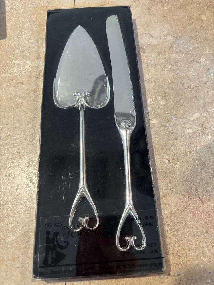 Wedding Silver Cake Knife And Server