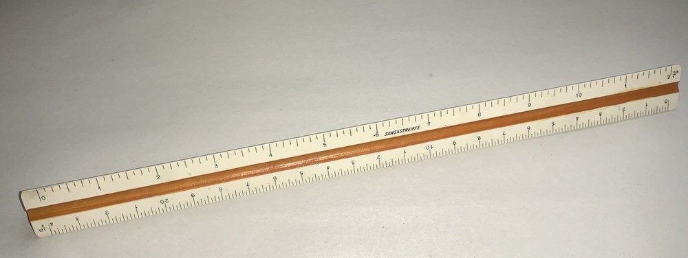 Sans & Streiffe Engineer Scale 12 Inch Triangular Color Coded Drafting Ruler GUC