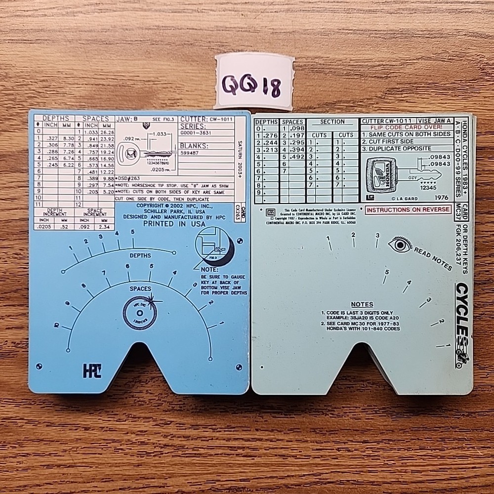 74 Locksmith Vtg Car Auto & Motorcycle Key Code Cards HPC Continental Micro Inc