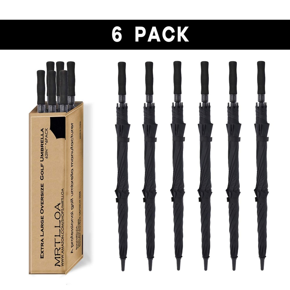 6 Pack Golf Umbrella 62/68 Inch Large Oversize Double Canopy Vented Automatic...