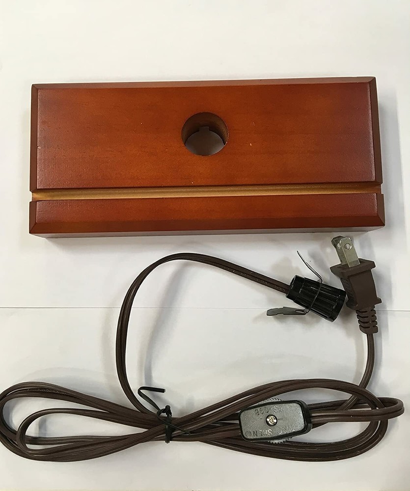 Cherry Fan Rectangle Lamp Base w/Cord and Socket Set