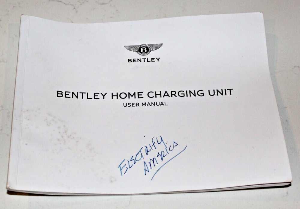 Bentley Home Charging Unit Users Manual OEM #3SE012723SA