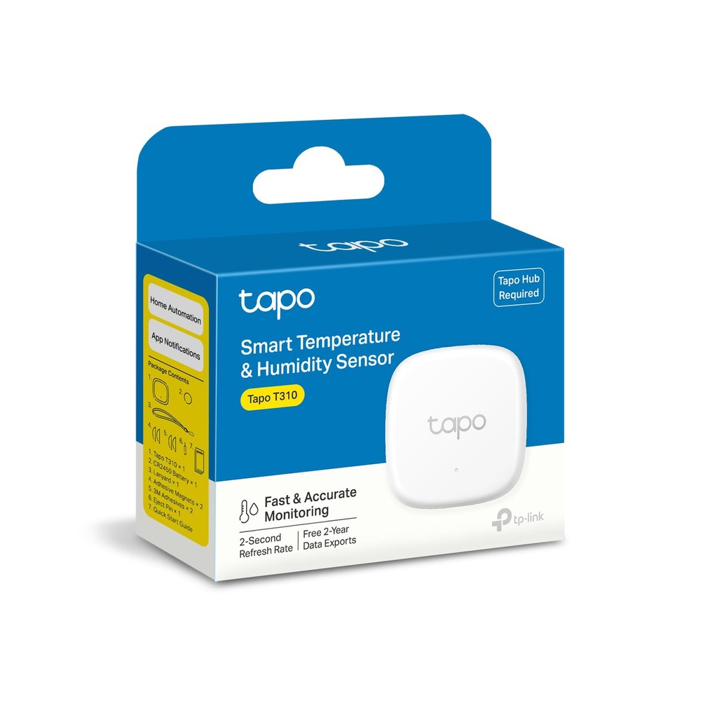 TP-Link Tapo Smart Temperature and Humidity Sensor T310, White, White