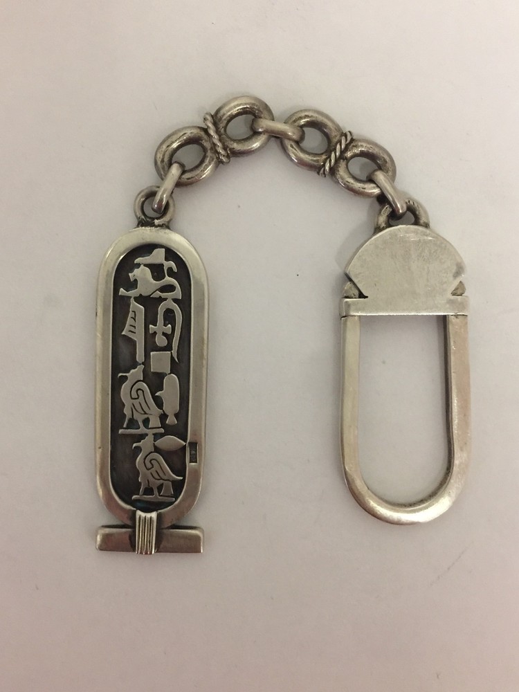 Vintage Egyptian Sterling Silver Key Chain