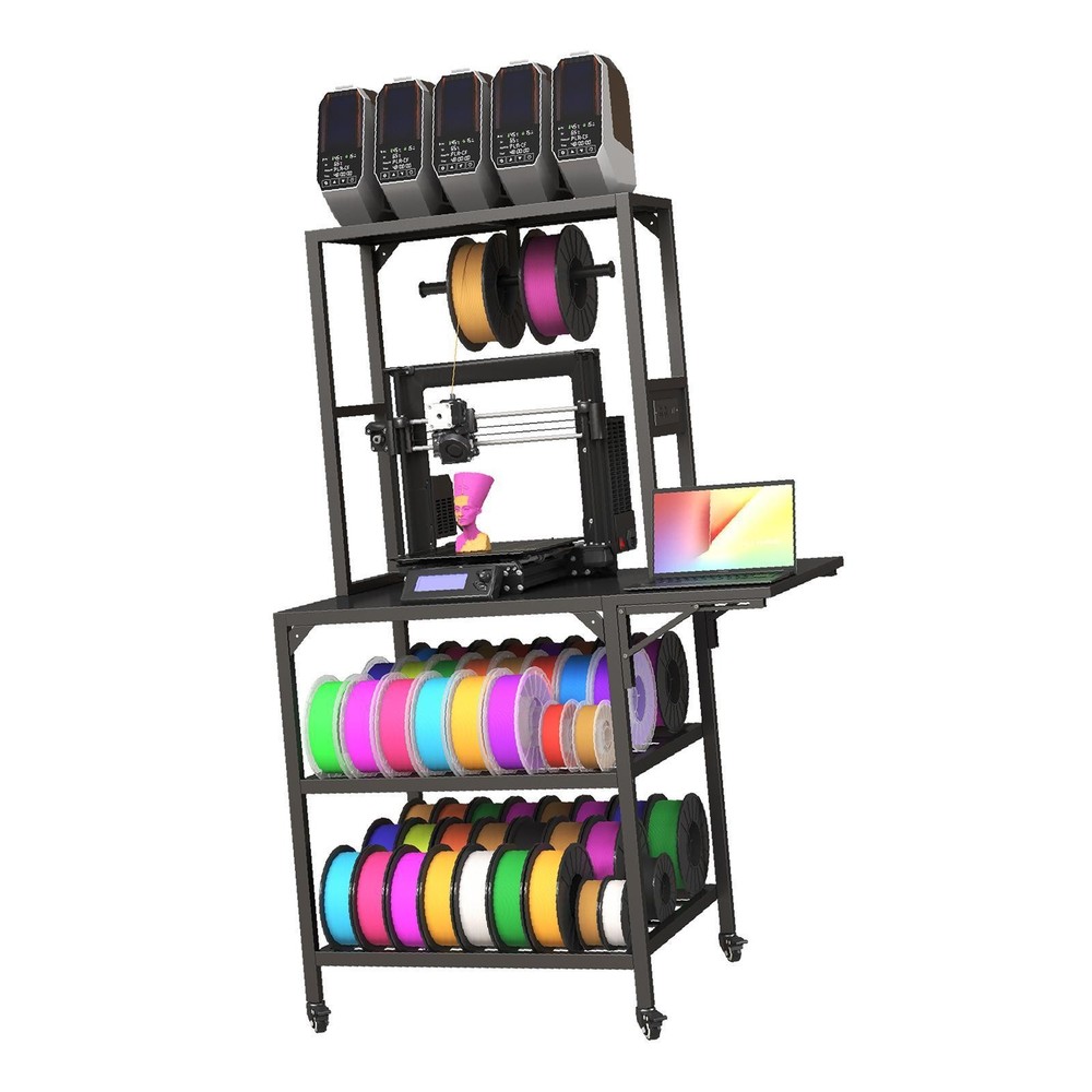 Heavy Duty Printer Table Metal Spools Holder Two Layer Storage Shelf with Wheels