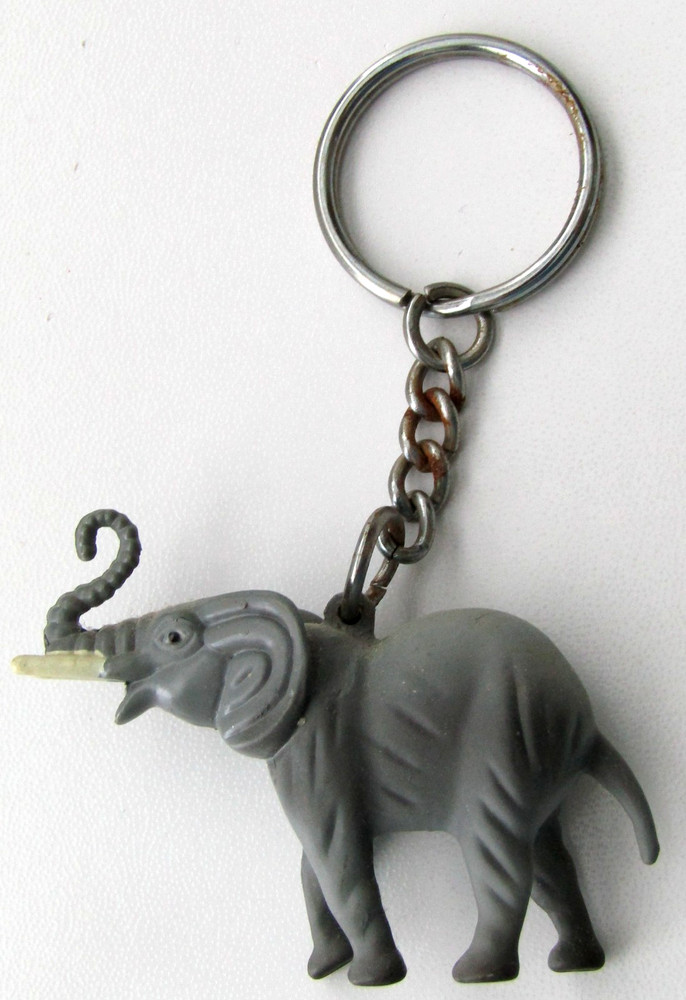 Gray Elephant Key Chain, Hard Plastic -- 3 Dimensional