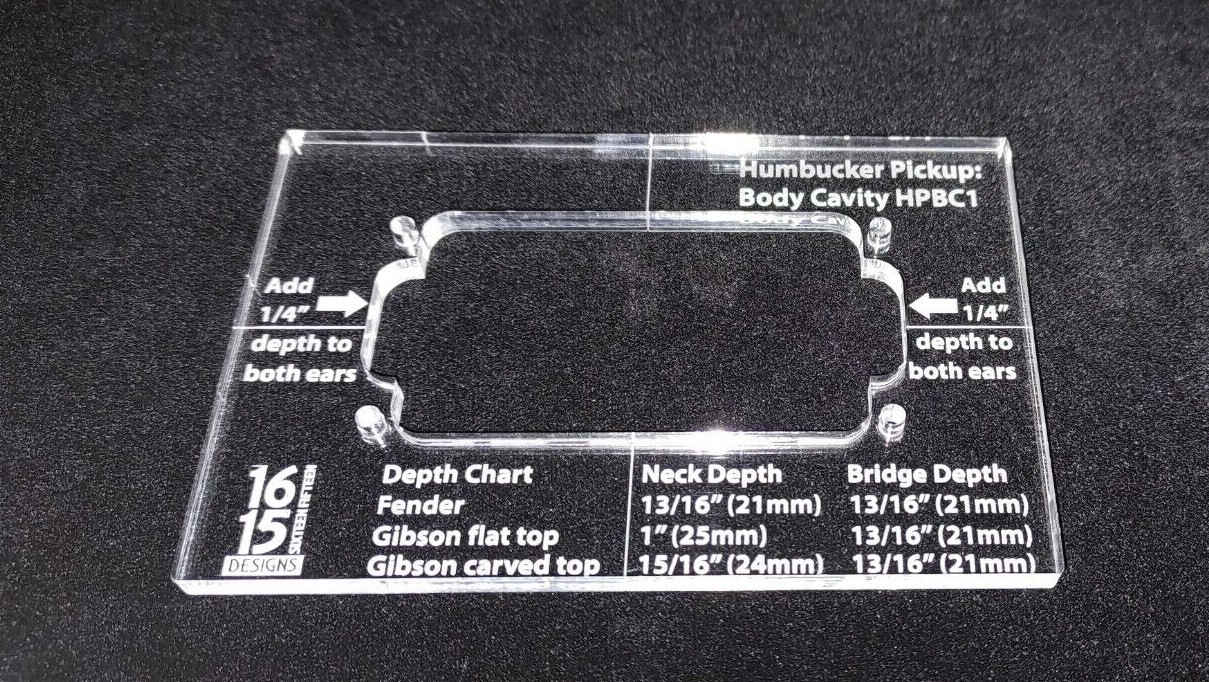 Acrylic Humbucker Pickup Routing Template for Body or Pickguard - 1615 Designs