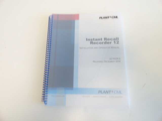 Plant CML Instant Recall Recoder 12 Manual