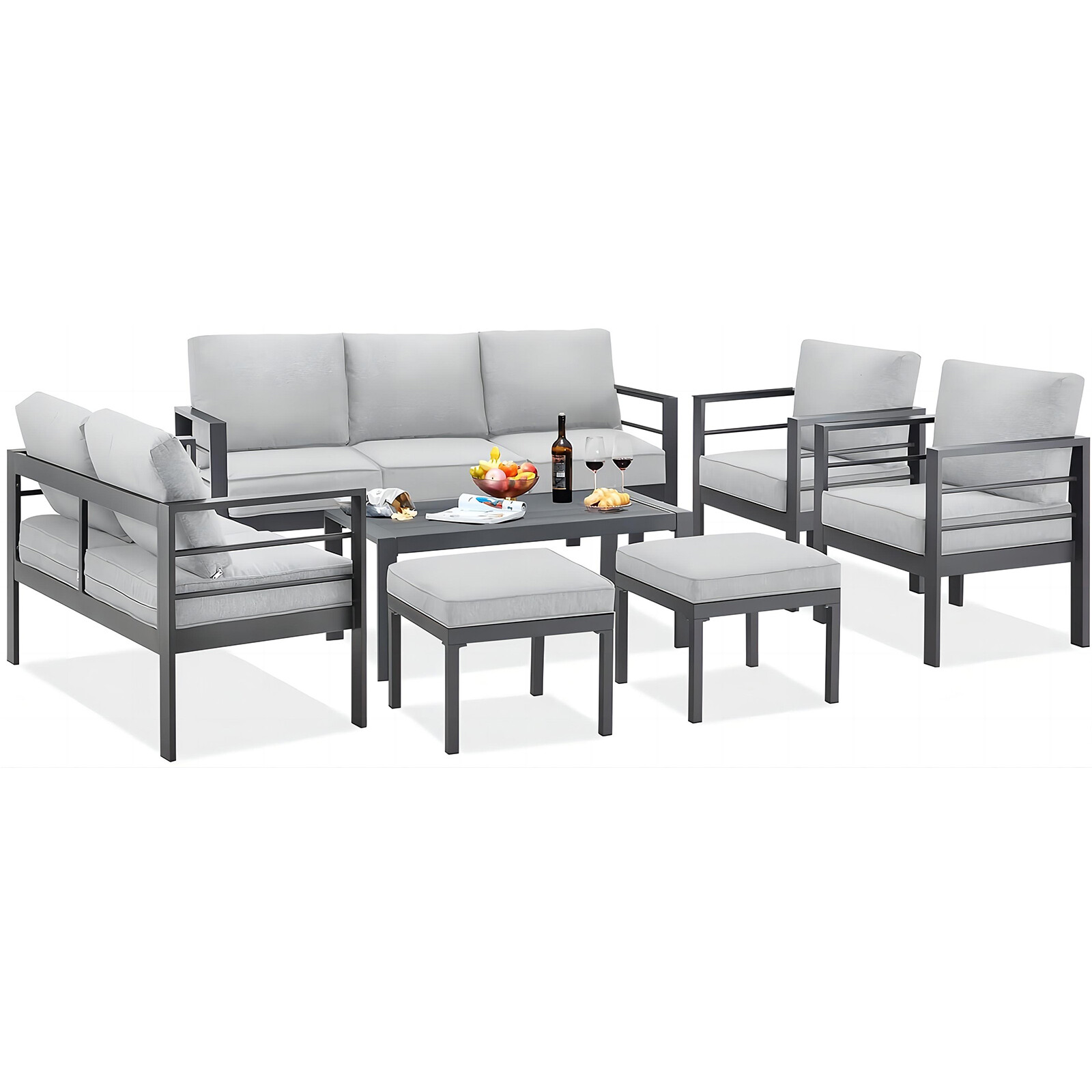 AECOJOY Aluminum Outdoor Furniture Sets Garden Conversation Set Sectional Sofa