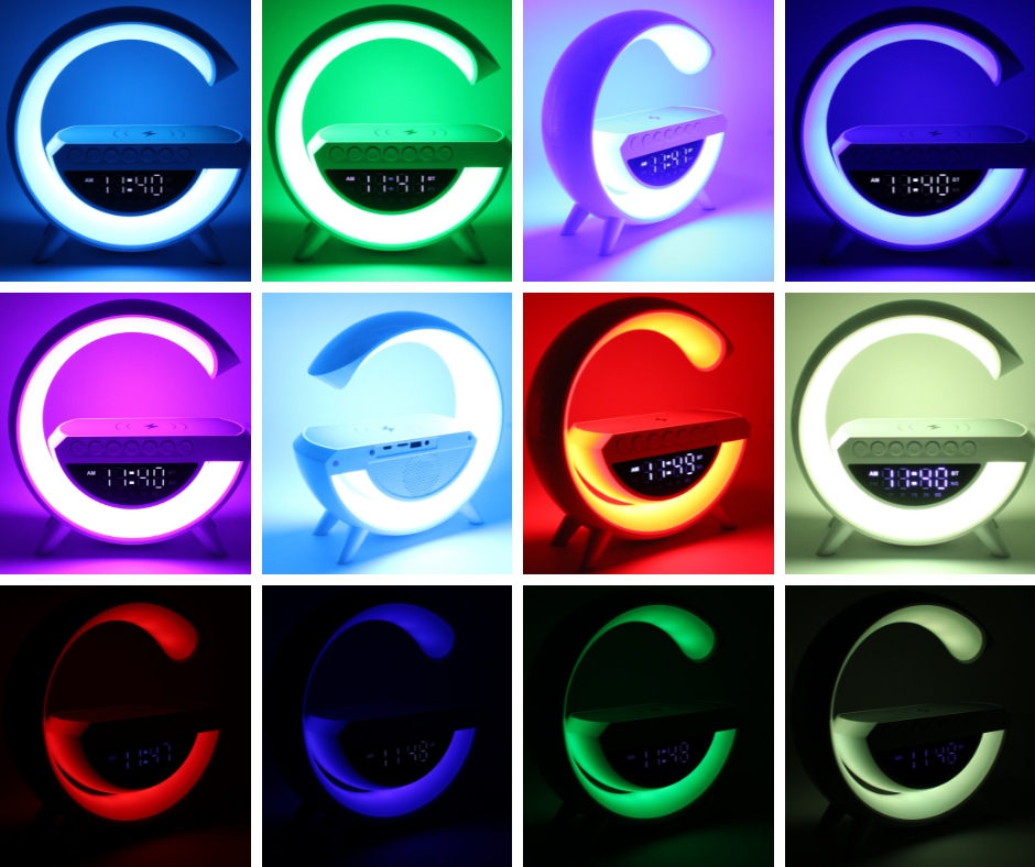 Jaspertronics™ Wireless LED Lighting-Charging Dock-Alarm Clock with Bluetooth