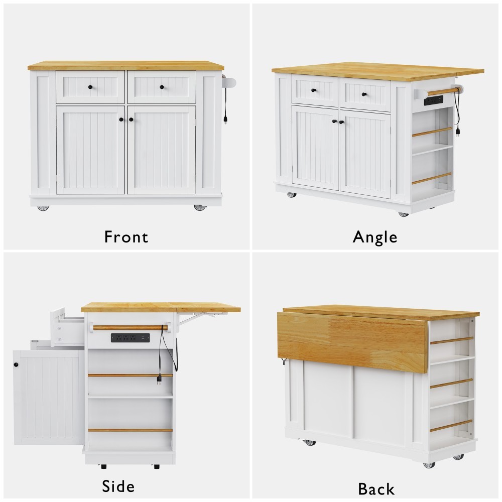 Kitchen Island with Drop Leaf 5 Open Side Racks