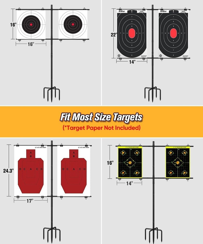 Adjustable Shooting Target Stand with 5-Prong Base, Portable Medium, Black