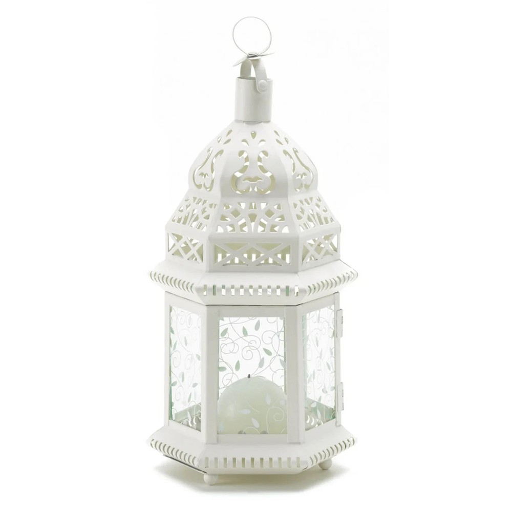 White Moroccan Candle Lantern
