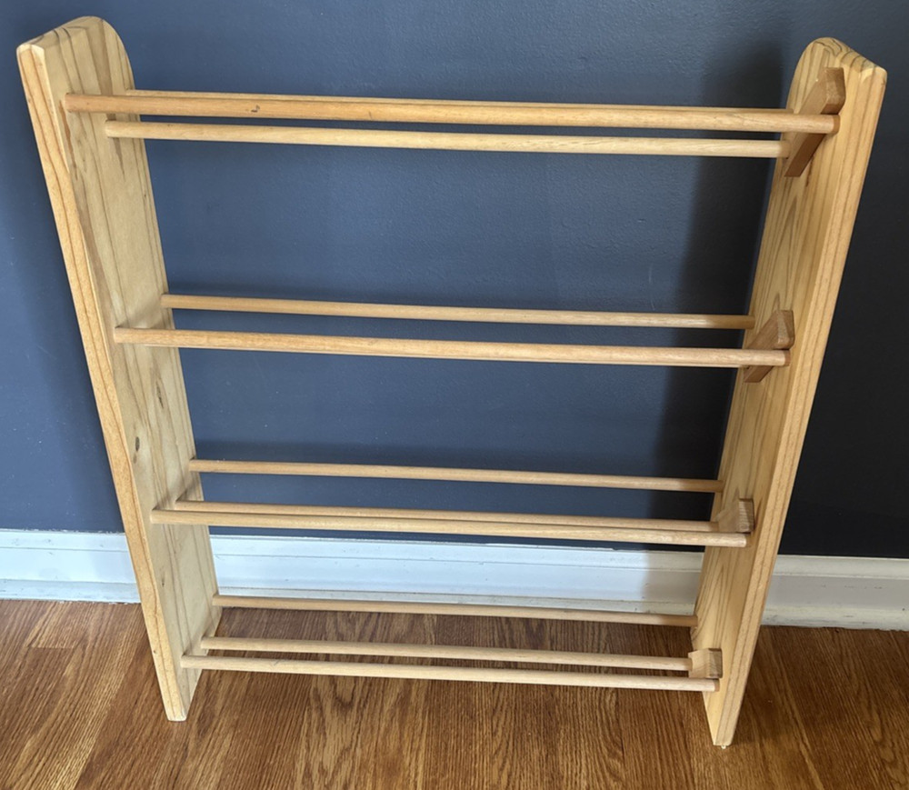 CD Storage Rack - Solid Wood 4-Row Tower Dowel Style - 160 Disk Capacity
