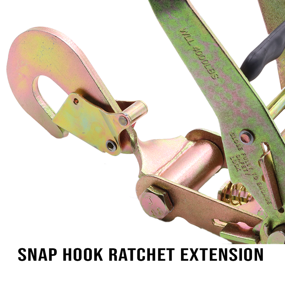 Ratchet Buckle with Snap Hook, Double Locking 10,000lb Towing 4 Pack Tie Down