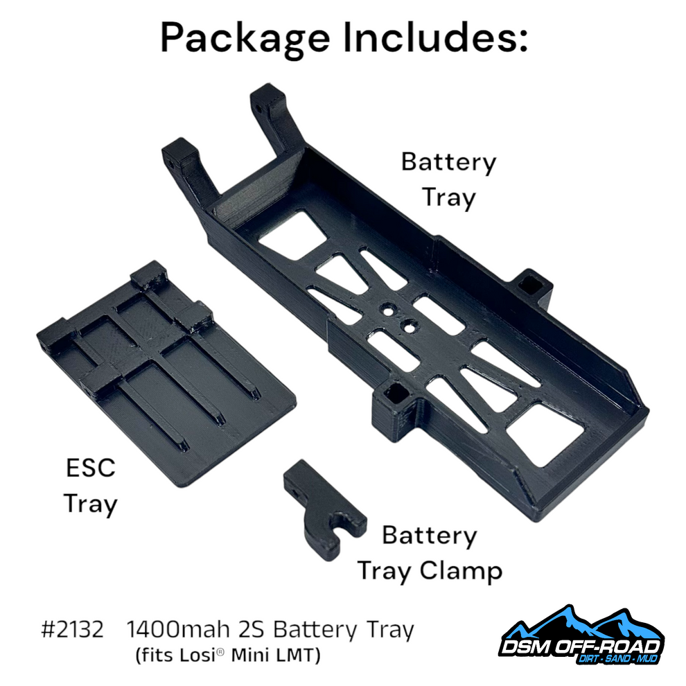1400mah 2S Battery Tray (Fits Losi® Mini LMT) Works with stock 810mah 2s Lipo