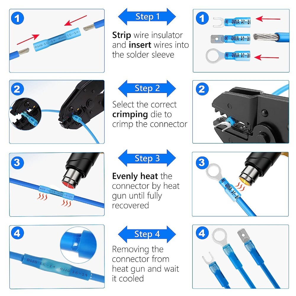 320/120Pcs Heat Shrink Wire Connectors Marine Automotive Waterproof Terminals