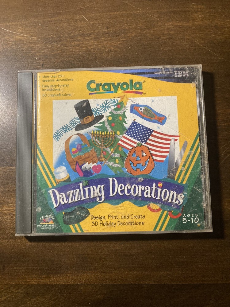 Crayola / DAZZLING DECORATIONS / CD-ROM / PC & MAC / Vintage Computer Software