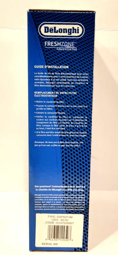 DeLonghi FreshZone DAP50F3M Electrostatic Replacement Air Purifier Filter 3M NEW