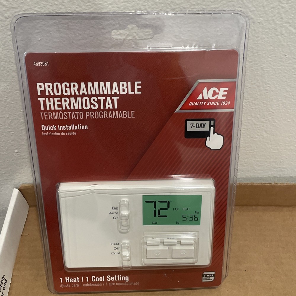 Ace Programmable Thermostat 1 Heat/ 1 Cool Setting 4693081 Sealed