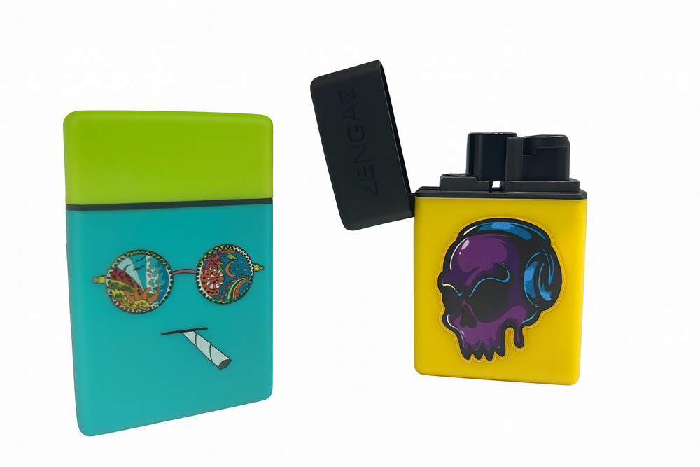 Zengaz Jet Torch Lighter – (4CT) | Mixed Colors & Designs | Refillable