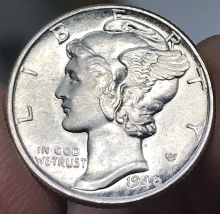1940 10C Silver Mercury Dime Uncirculated