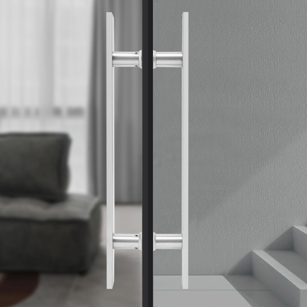 H-Shape Door Handle Double Sided Pull Push Sliding Barn Door Handles Silver