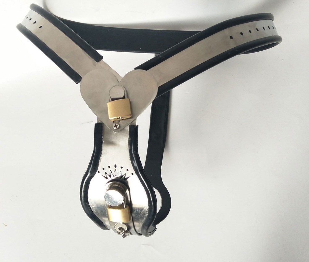 Female Chastity Belt Device Stainless Steel Pants Back SPLIT + Plug Removable