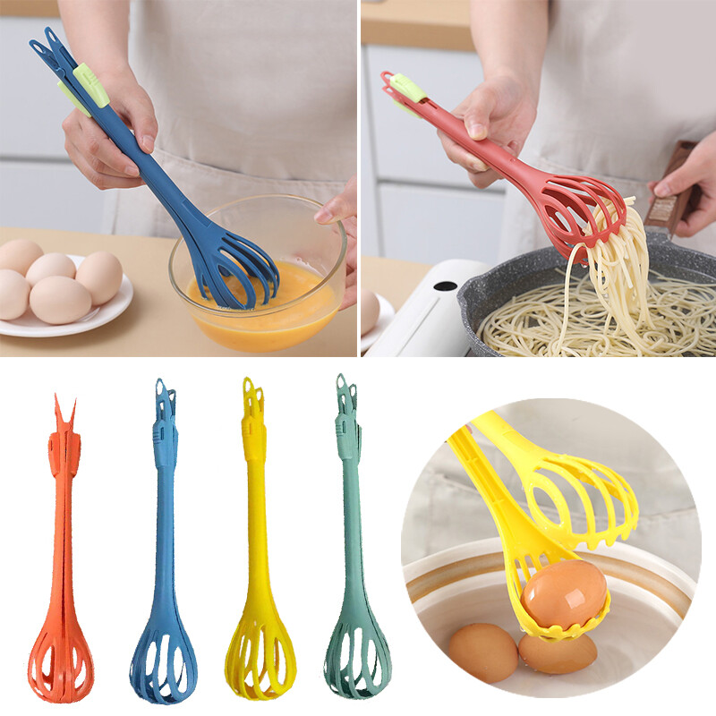 Multifunctional Egg Whisk Tongs Manual Egg Beater Pasta Food Clips Kitchen Tool
