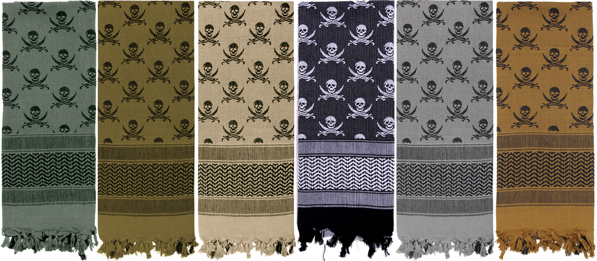 Rothco Skulls Shemagh Heavyweight Arab Tactical Desert Keffiyeh Scarf