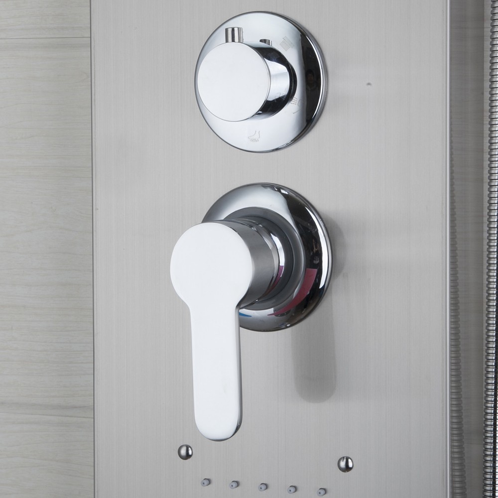 Brushed Nickel Bathroom Multi Function Shower Panel Hand Spary Wall Mount Tap