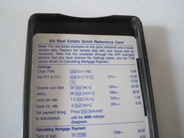 Texas Instruments BA Real Estate Calculator